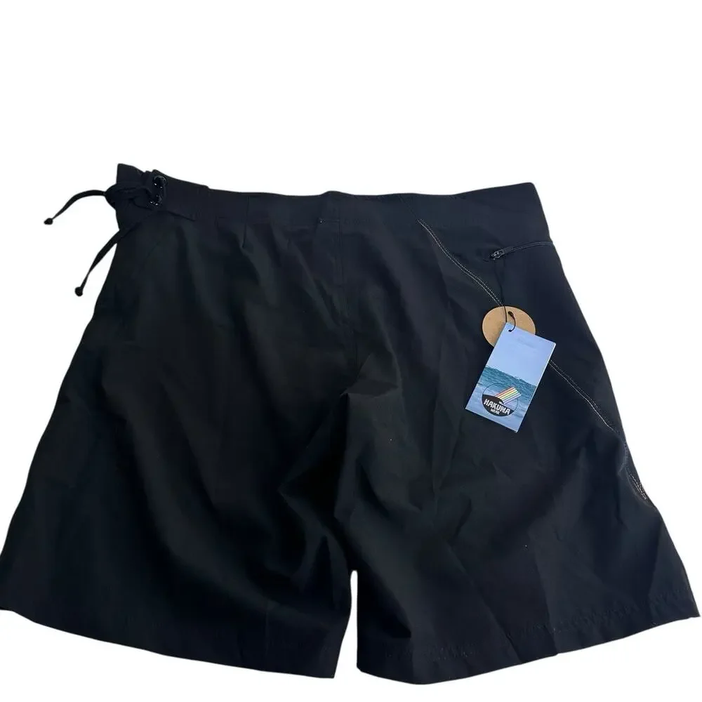 Hakuna Wear Black Rainbow Stitch Boardshorts Size M Surf Swim Trunks Mens